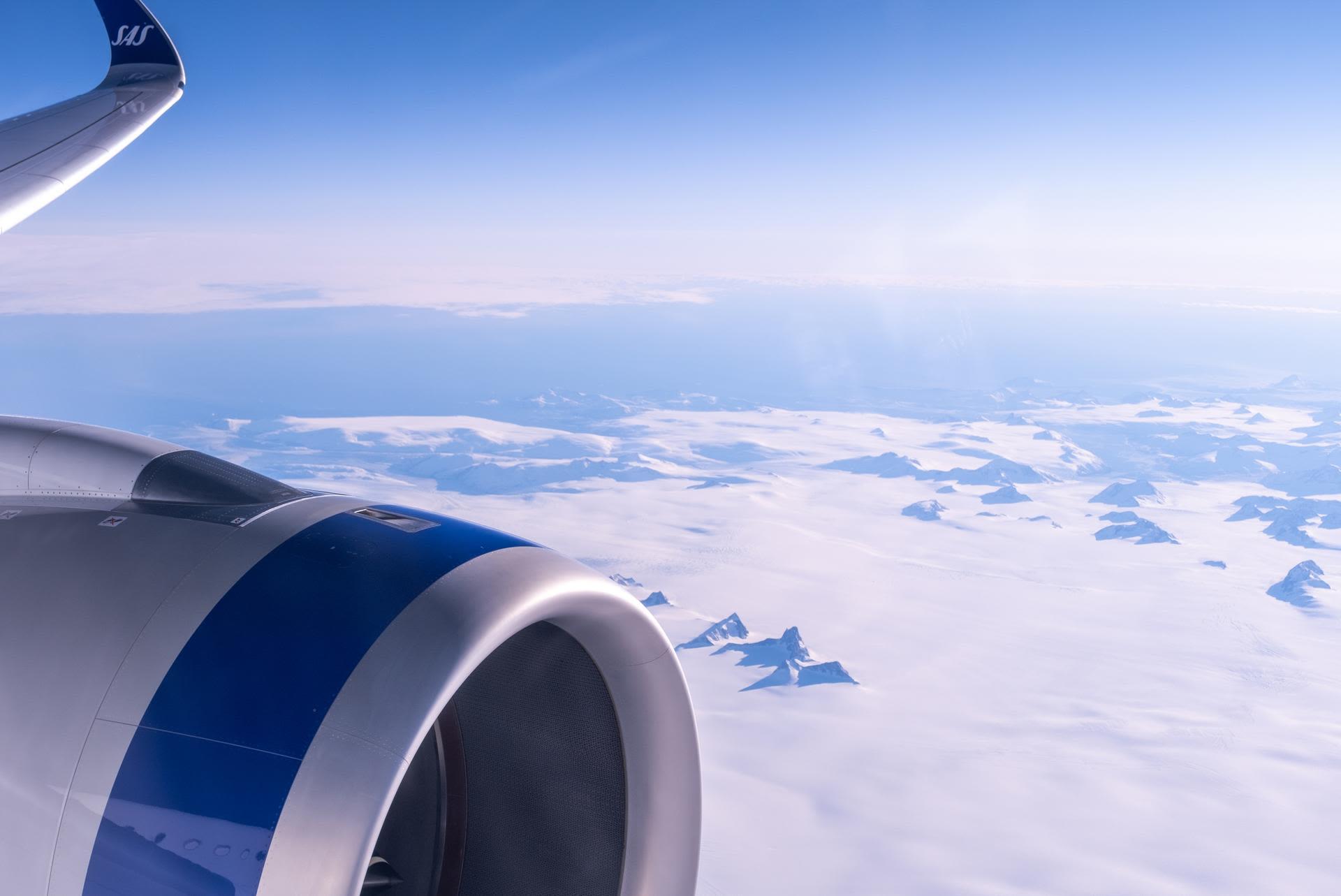 View from an aircraft flying above the clouds