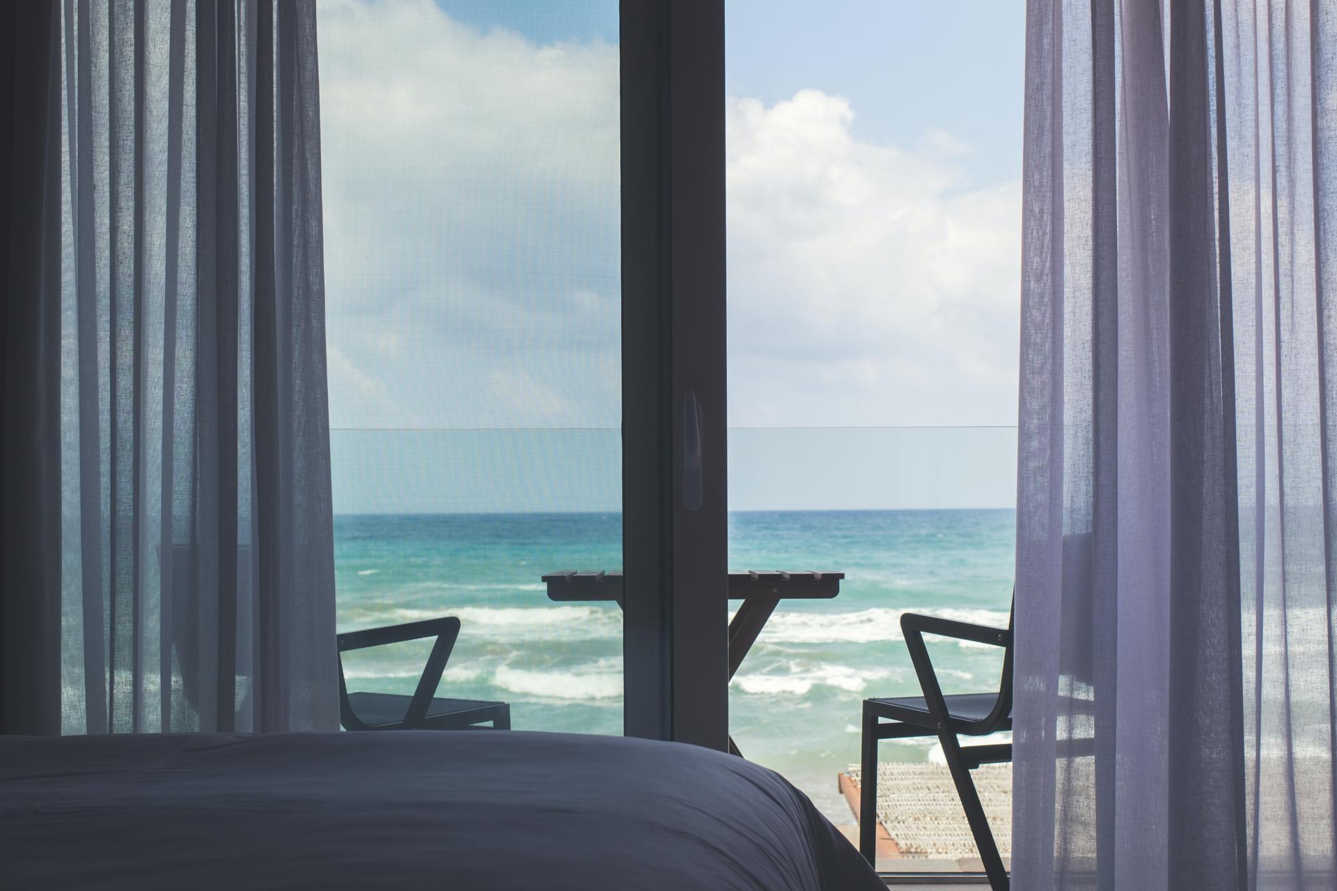 A hotel room with sea view